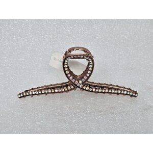 Rhinestone Bronze Tone Hair Claw Clip With Twist Design